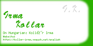 irma kollar business card